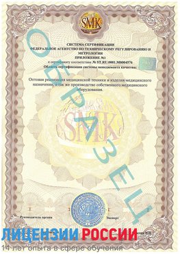 Образец сертификата соответствия (приложение) Судак Сертификат ISO 13485
